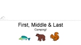 First, Middle/Next, Last Book Activity, Camping Theme