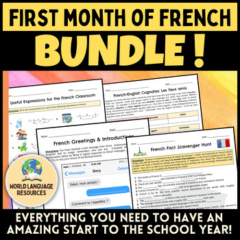 Preview of First Month of French BUNDLE! - Back to School Worksheets & Activities