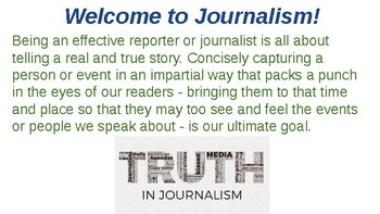 Preview of First Month of Lessons for Journalism