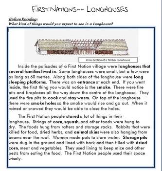 Preview of First Nation Longhouses Worksheet