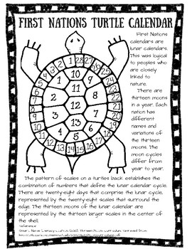 Preview of First Nations/Native American Turtle Calendar