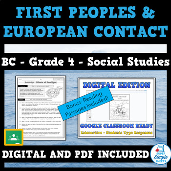 Preview of First Peoples and European Contact - BC Grade 4 Reading & Activity Sheets Bundle