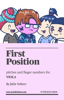 Preview of First Position Viola Note name and Finger Number Worksheet Samples