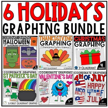 Preview of Holiday Coordinate Graphing Bundle | Holiday Math Mystery Pictures