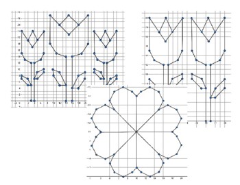 Preview of First Quadrant Graphing Pictures 3 Flower Designs