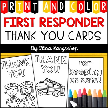 Preview of First Responder Thank You Cards - Print & Color