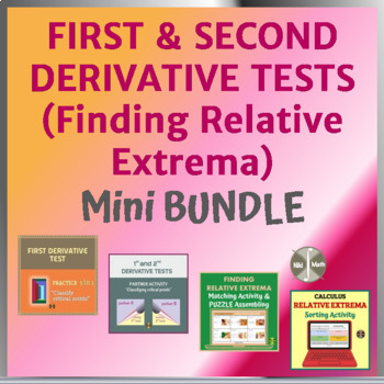 Preview of First & Second Derivative Tests ( Finding Relative Extrema) - Mini BUNDLE