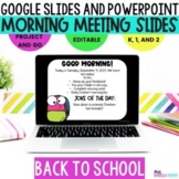 First Second Grade Morning Meeting Google Slides Back to School