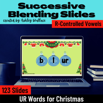 Preview of First Second Grade R-Controlled UR Successive Blending Google Slides Christmas