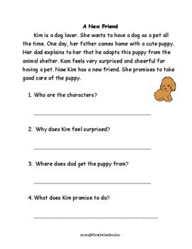 First Second Grade Reading Comprehension Reading Passage Worksheet