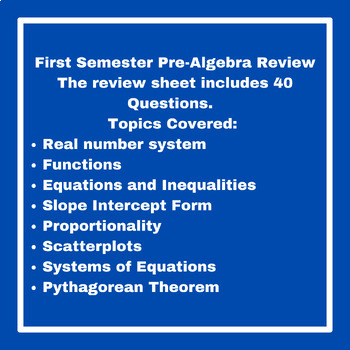Preview of First Semester Pre-Algebra Review