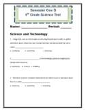 Indiana 6th Grade Science Pre-Test-2016 Basic Science Standards