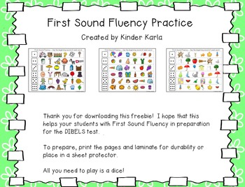 First Sound Fluency: DIBELS Practice by Karla's Kreations | TpT