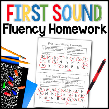 Preview of First Sound Letter Fluency Homework RTI for Kindergarten