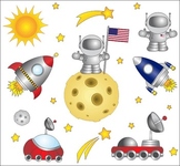 First Step On The Moon Clip Art Set - Space