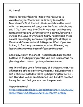 Preview of First Steps in Music Google Sheet Template