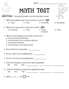 First Term Math Test by Paigely Anderson | Teachers Pay Teachers
