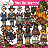 First Thanksgiving Clipart: 53 Pilgrims & Indigenous Clip 
