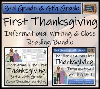 Preview of First Thanksgiving Close Reading & Informational Writing Bundle 3rd & 4th Grade