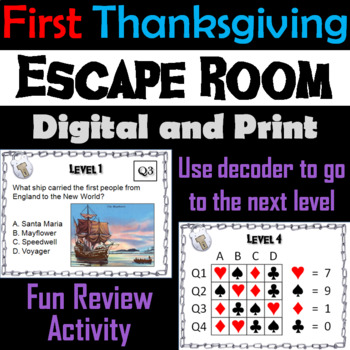 Preview of First Thanksgiving Activity Escape Room
