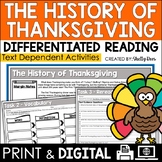 First Thanksgiving Reading Comprehension Passage and Worksheets
