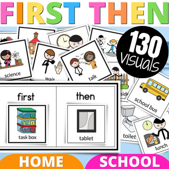 Preview of First Then Board Visual Schedule Chart with First Next Then Last