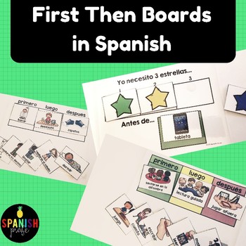 Preview of First Then Board in Spanish with Visuals (Primero Luego Comportamiento)