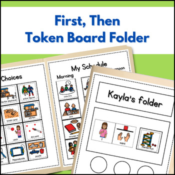 Preview of First Then Token Board Folder With Boardmaker PCS Icons