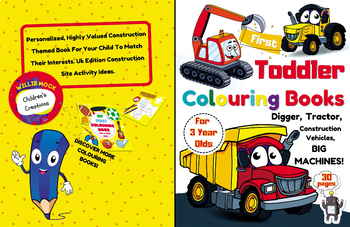 Preview of First Toddler Colouring Books For 3-Year-Olds Construction Vehicles, Big Machine