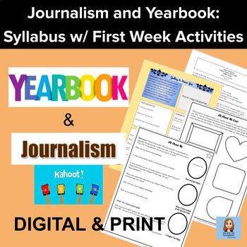 Preview of First Week Activities with Syllabus for Journalism & Yearbook UPDATED for 2023!