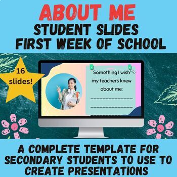 Preview of First Week Back to School ABOUT ME Templated Student Slides for Presentations!