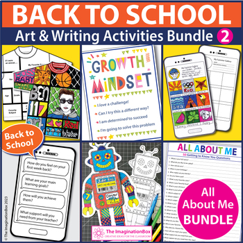 Preview of First Week Back to School All About Me Activities, Art & Writing Prompts Bundle 