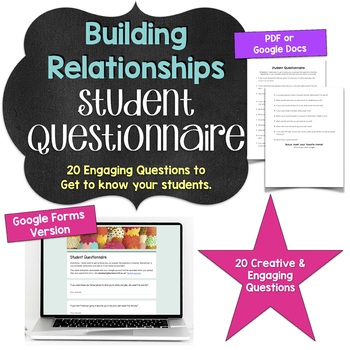 Preview of First Week Building Relationships Activity: Student Interest Questionnaire
