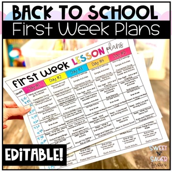Preview of First Week Lesson Plans and Editable Templates