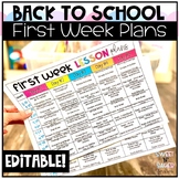 First Week Lesson Plans and Editable Templates