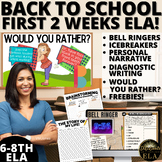First Week Of Back To School Activities 6th - 8th Grade EL