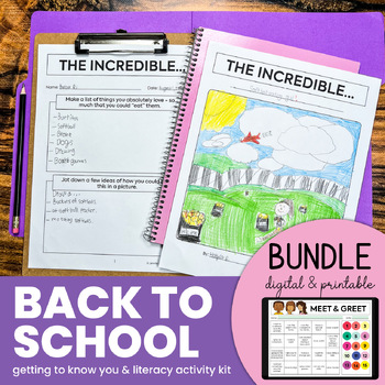 Preview of First Week Of School Activities - Get To Know You & Literacy Activities BUNDLE