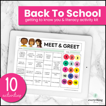 Preview of First Week Of School Activities - Get To Know You & Literacy Activities DIGITAL