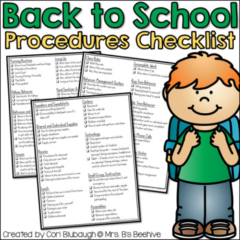 Preview of Back to School Procedures Checklist