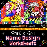 Name Design Block Letter-Art Worksheets Britto Art Sub Pla