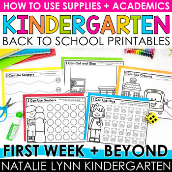 Preview of First Week of Kindergarten Activities Beginning of the Year Worksheets