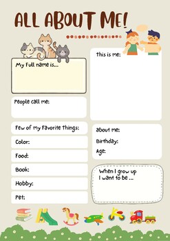 First Week of School Activities All About Me Editable Worksheet by ...