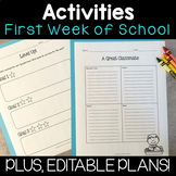 First Week of School Activities & Editable Plans - BOY for