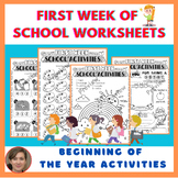 First Week of School Activities | Kindergarten Beginning o