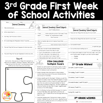 week grade activities 3rd preview