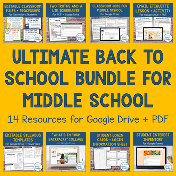 Preview of First Week of School Activities for Middle School Students (Google Drive + PDF)