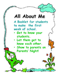 First Week of School Activity - All About Me Booklet