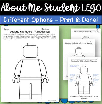Preview of First Week of School Bulletin Board About me Design LEGO figure Activity art