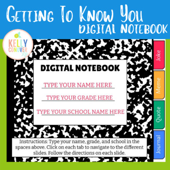 Preview of First Week of School Digital Notebook