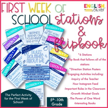 Preview of First Week of School Flip Book & Stations, Back to School